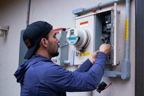 Technician working on an electrical installation